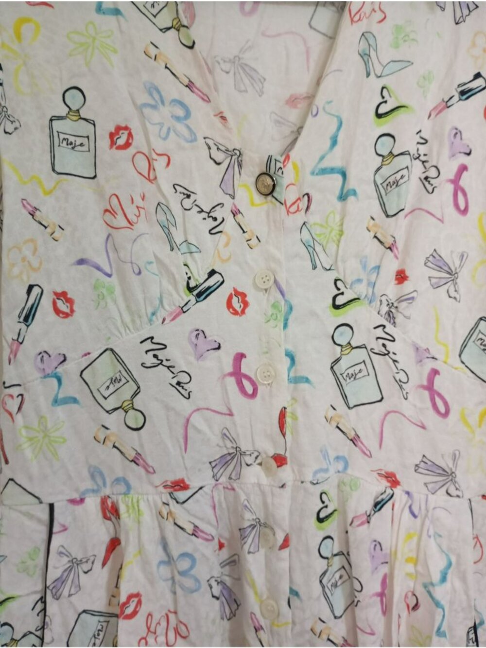 Maje Multicolor Printed Playsuit Lace Collar & Short Sleeves 100% Viscose 36 (S) - Picture 13 of 16